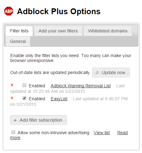 Adblock Plus Options